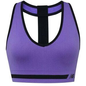 New Balance Seamless Medium Impact Sports Bra - Purple & Black Racerback Stretch